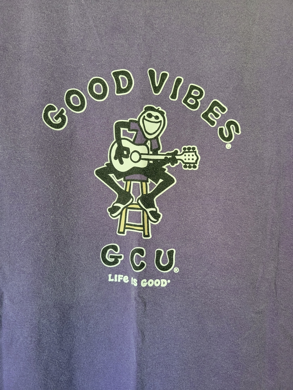 Vintage Life Is Good Purple "Good Vibes" Guitar Graphic Tee
